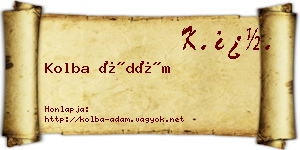 Kolba Ádám névjegykártya
